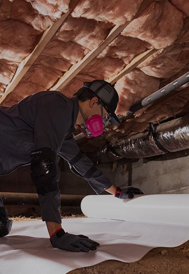 Technician inspecting crawl space